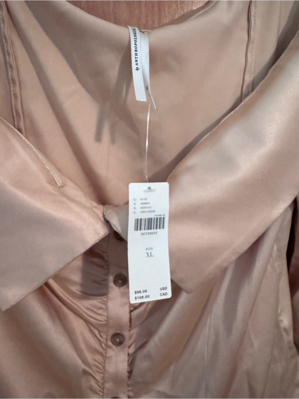 Anthropologie Satin Button-Up Blouse in Blush - Picture 5 of 5